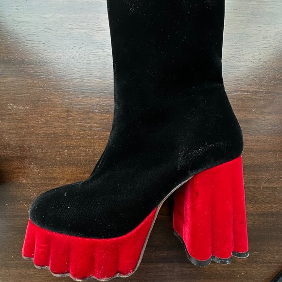 Marni Platform Velvet Heeled Boots - Picture 2 of 8